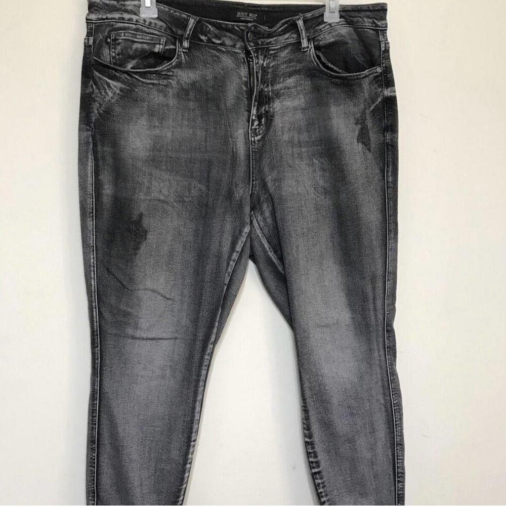 Judy Blue Jeans Skinny Fit Raw Hem Black Gray Wash Stonewash JB88165 Size 20W
